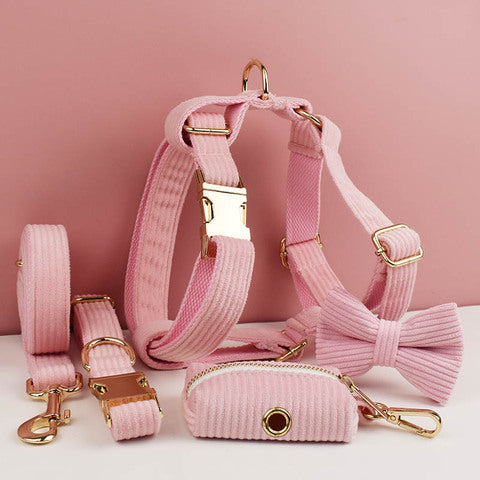 Luxury Pink Corduroy 5 Piece Set for Dogs