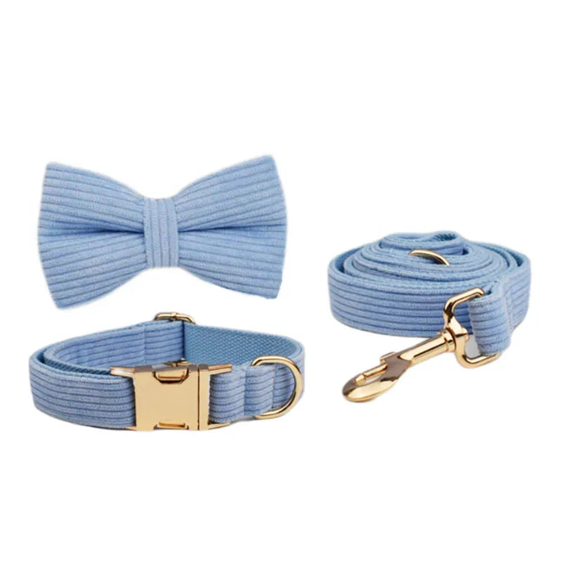 Luxury Sky Blue Corduroy 5 Piece Set for Dogs