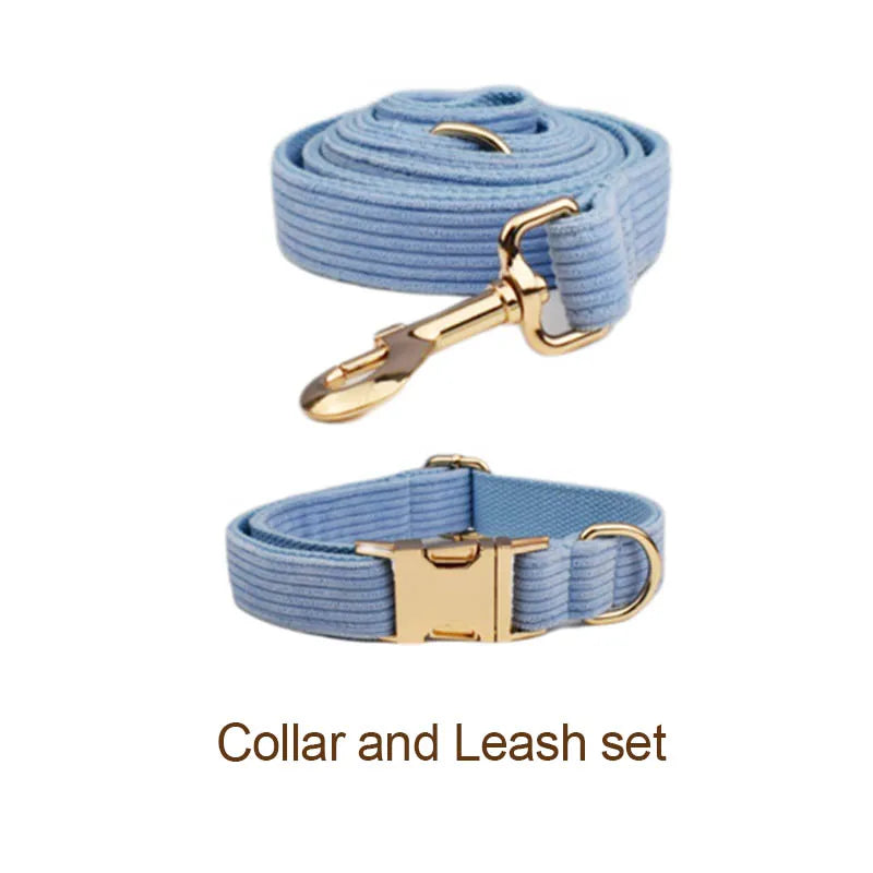 Luxury Sky Blue Corduroy 5 Piece Set for Dogs